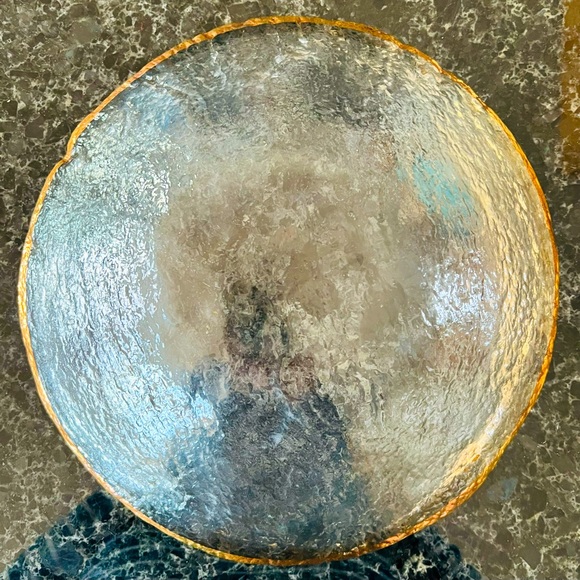 IVV Glacier Glass 10K Gold Rim Platter 14”diameter x 3.25”h NEW (other) … - Picture 2 of 6